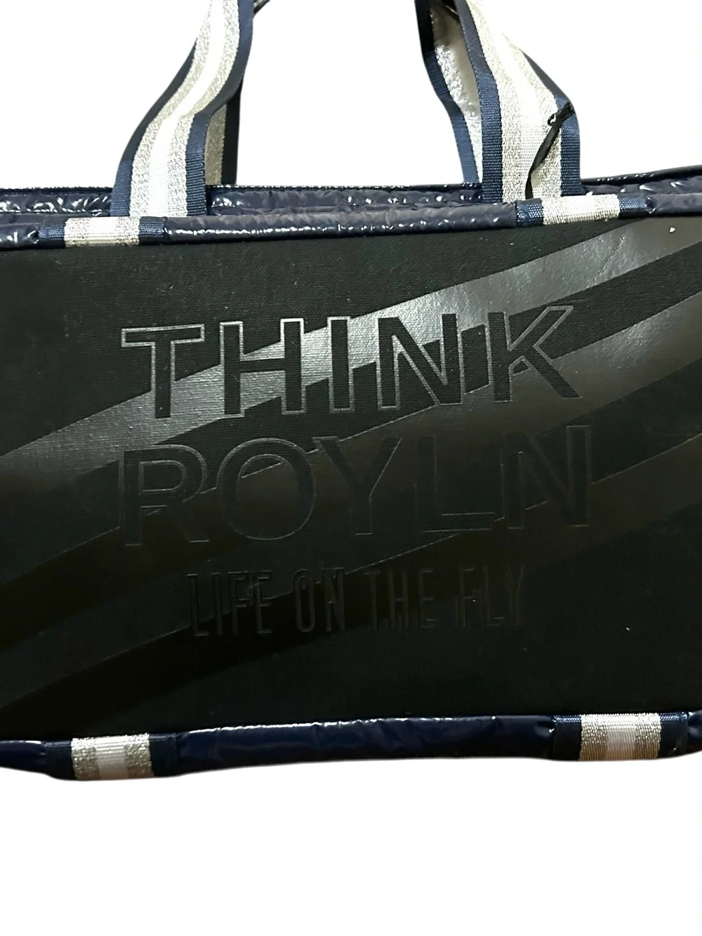 NWT Think Royln Women's Wingman Navy Patent Large Travel Tote Duffel Bag